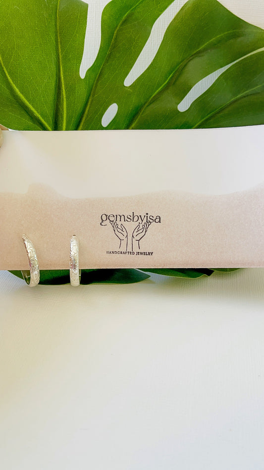 Silver Floral band earrings (smaller)