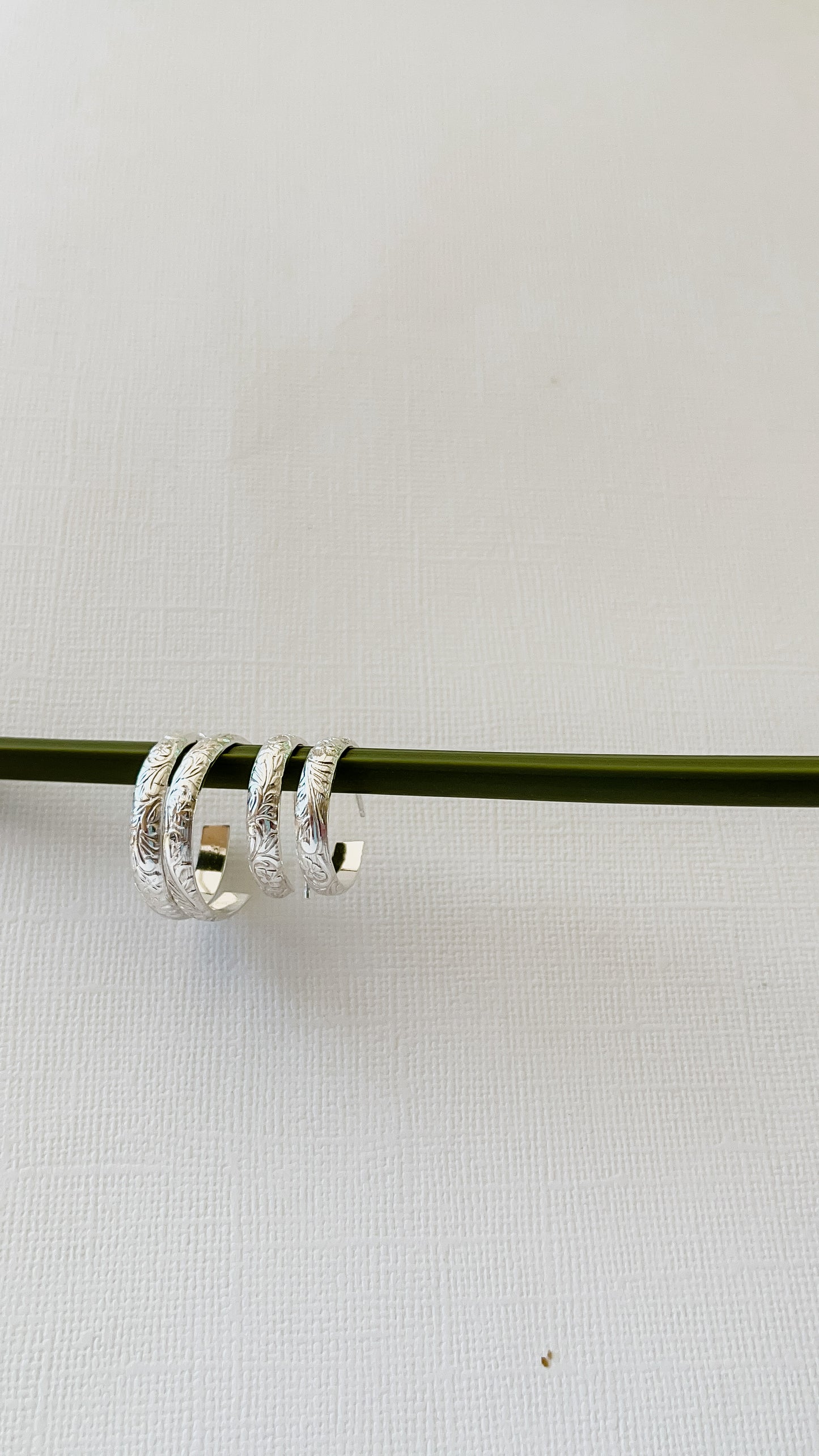 Silver Floral band earrings (larger)