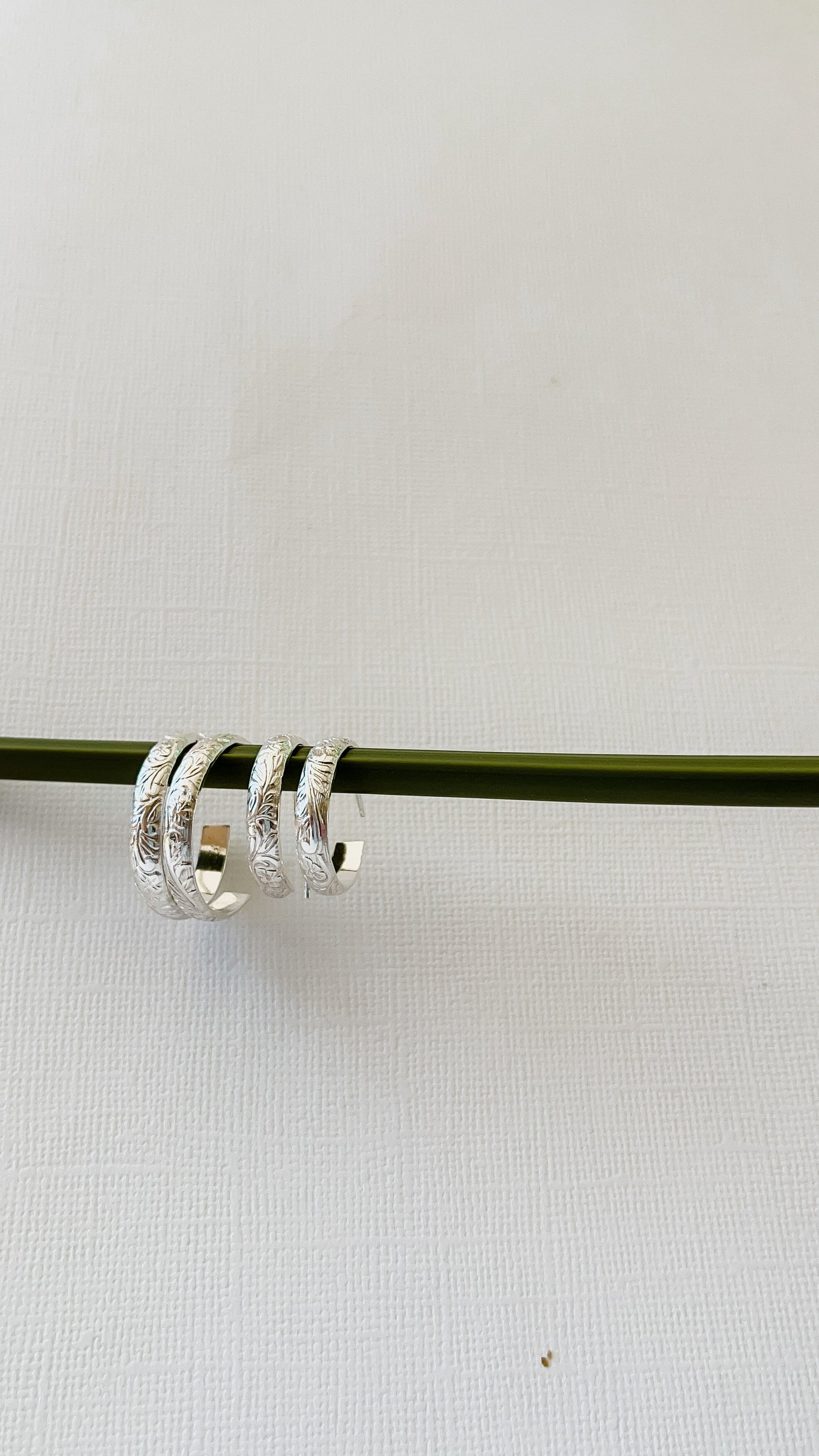 Silver Floral band earrings (smaller)