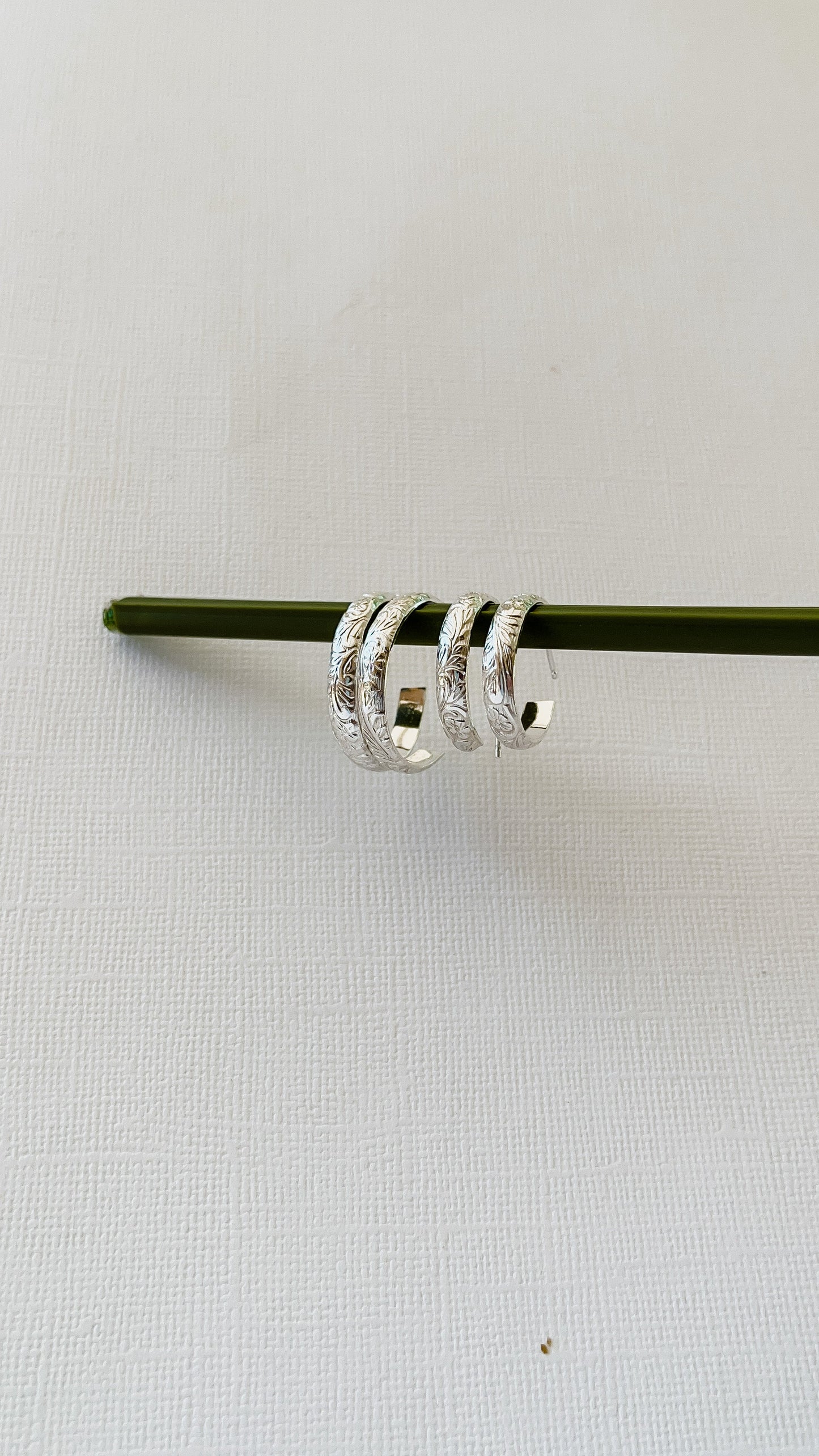 Silver Floral band earrings (smaller)