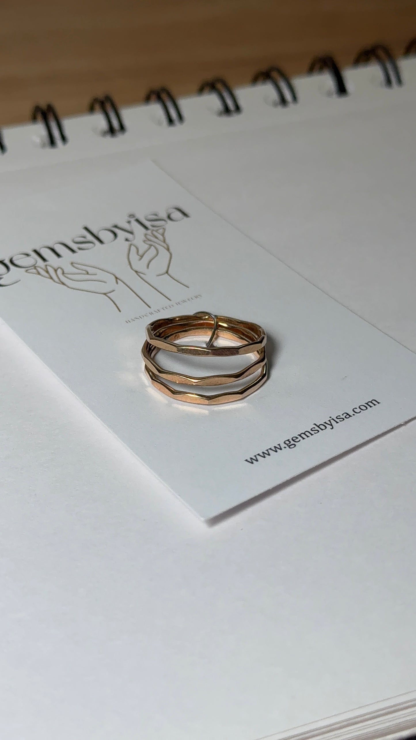 RING STACK OF 3 HAMMERED BANDS SAMPLE SALE size 7 & size 8