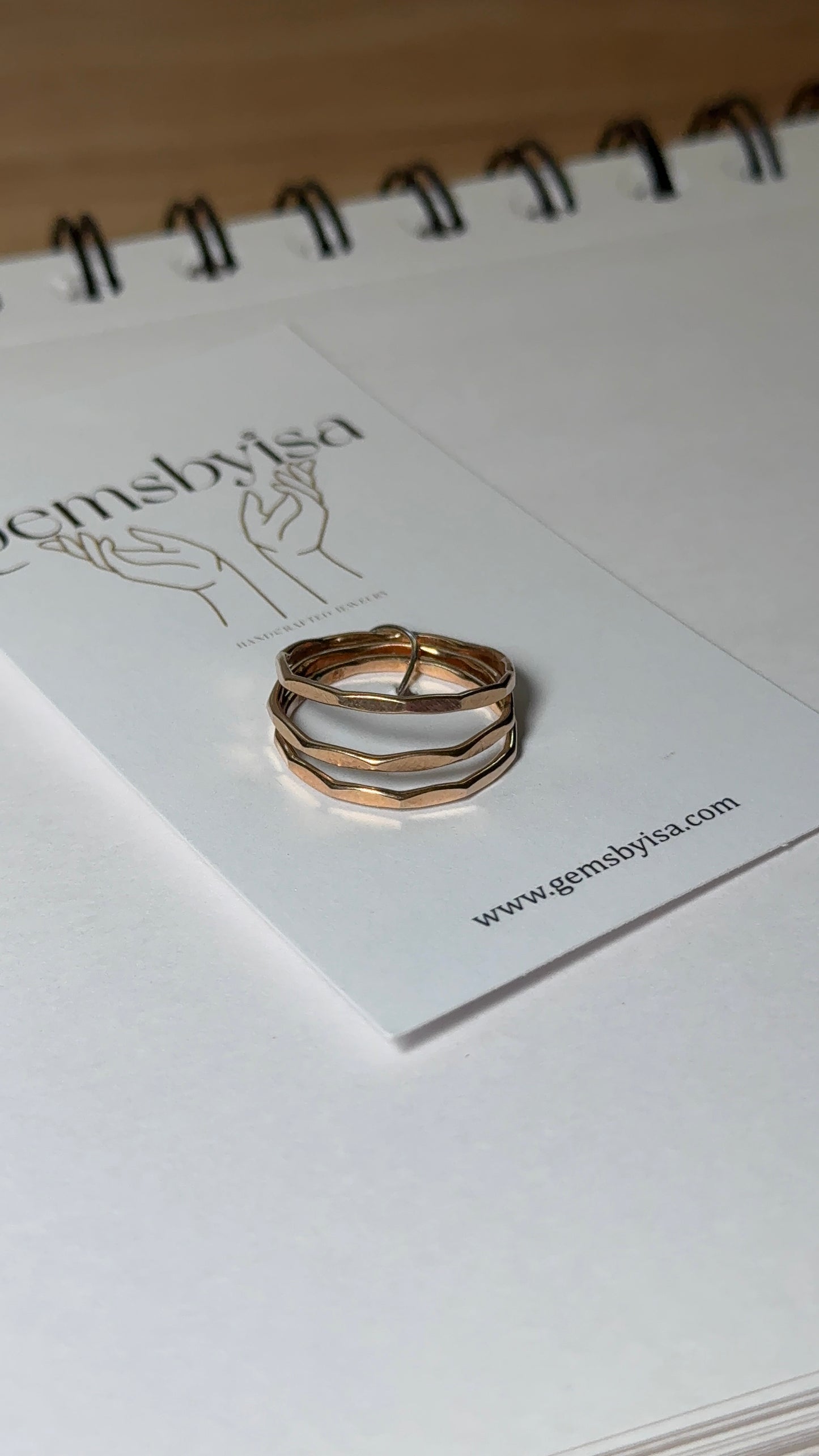 RING STACK OF 3 HAMMERED BANDS SAMPLE SALE size 7 & size 8