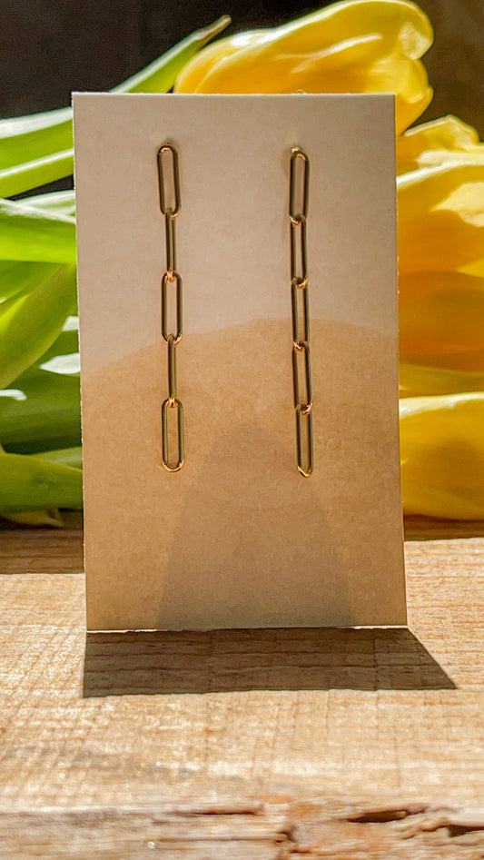 Paper link drop earrings