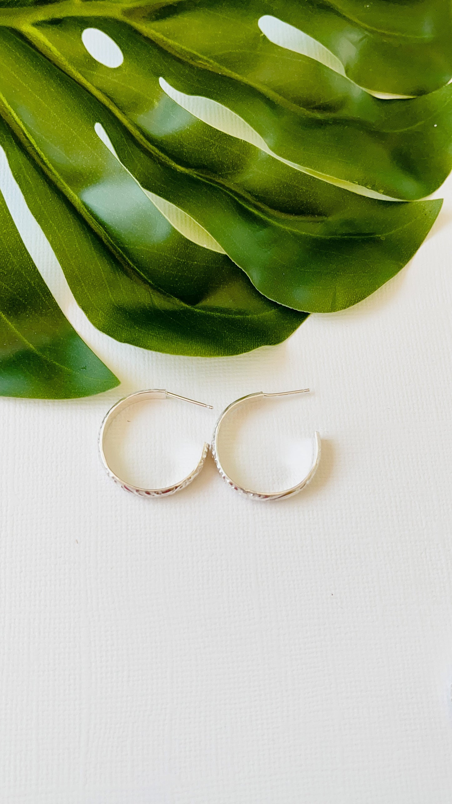Silver Floral band earrings (smaller)